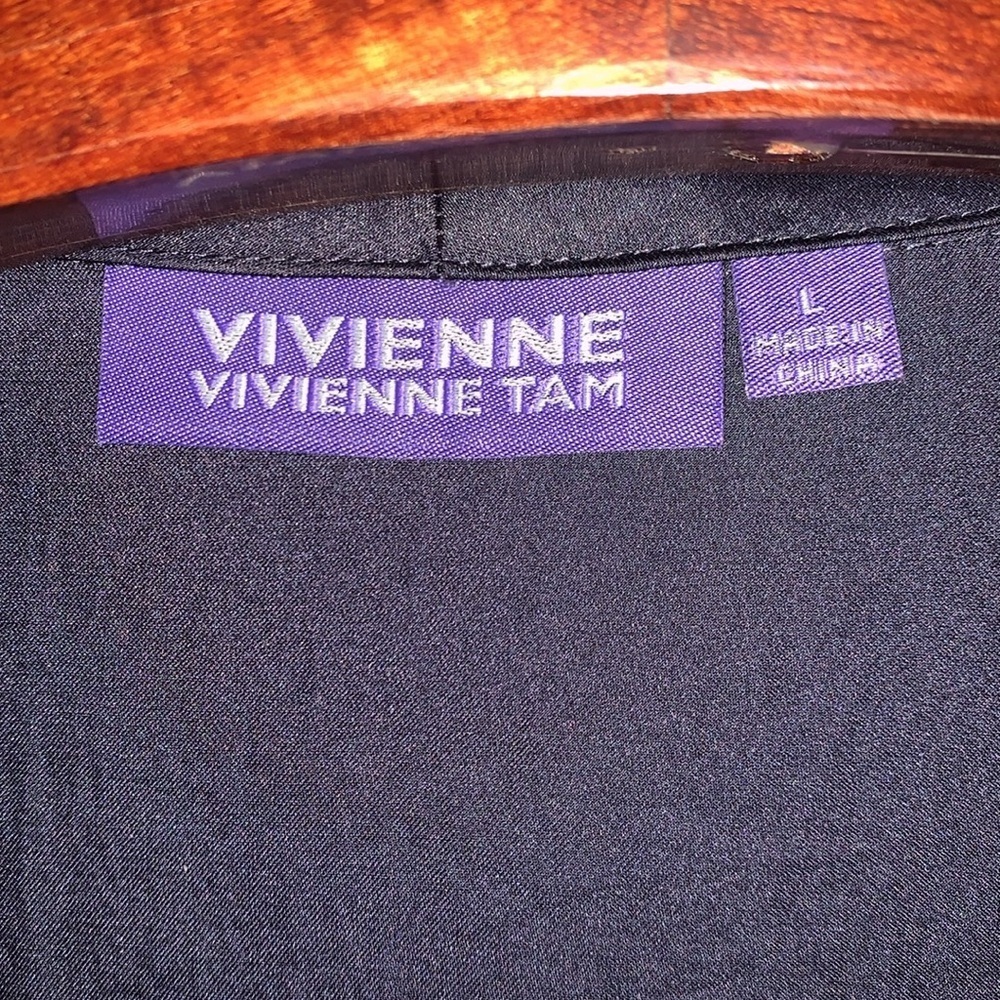 Vivienne Tam Navy Blue Shiny Two-Tone Draped Waterfall Blazer Jacket Cardigan L - Picture 6 of 10
